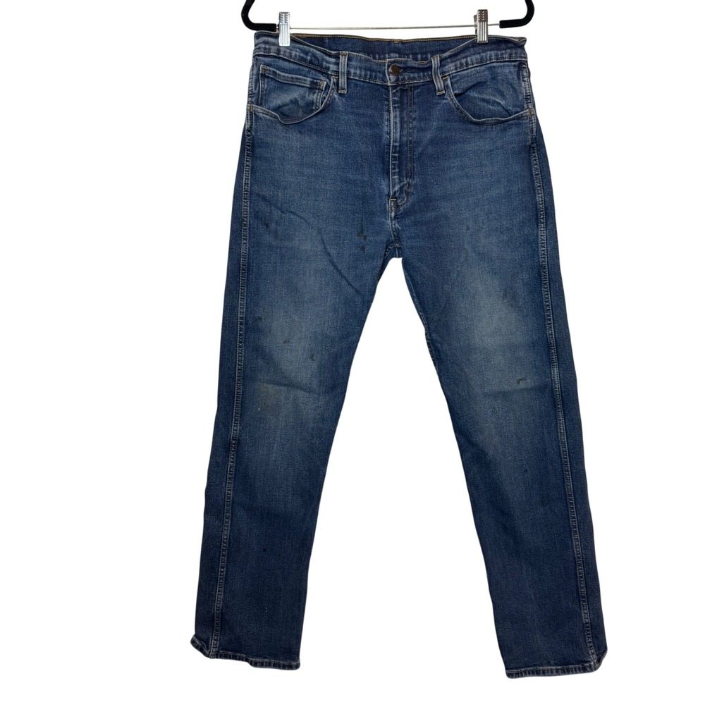 Levi's 514 Straight‎ Fit Men's Jeans W36 L32 Blue Denim Casual Workwear Trashed